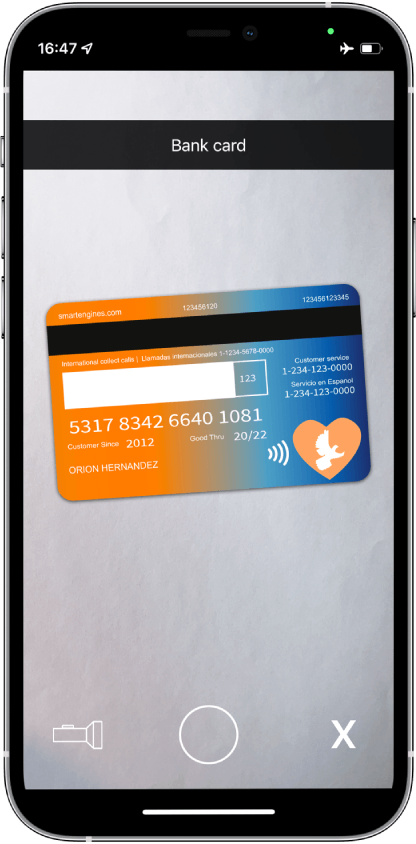 How card scanner works on a smartphone